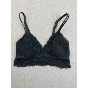 Auden Bra Womens M Black Nylon Stretch Comfortable Lightly Lined Lace Bralette